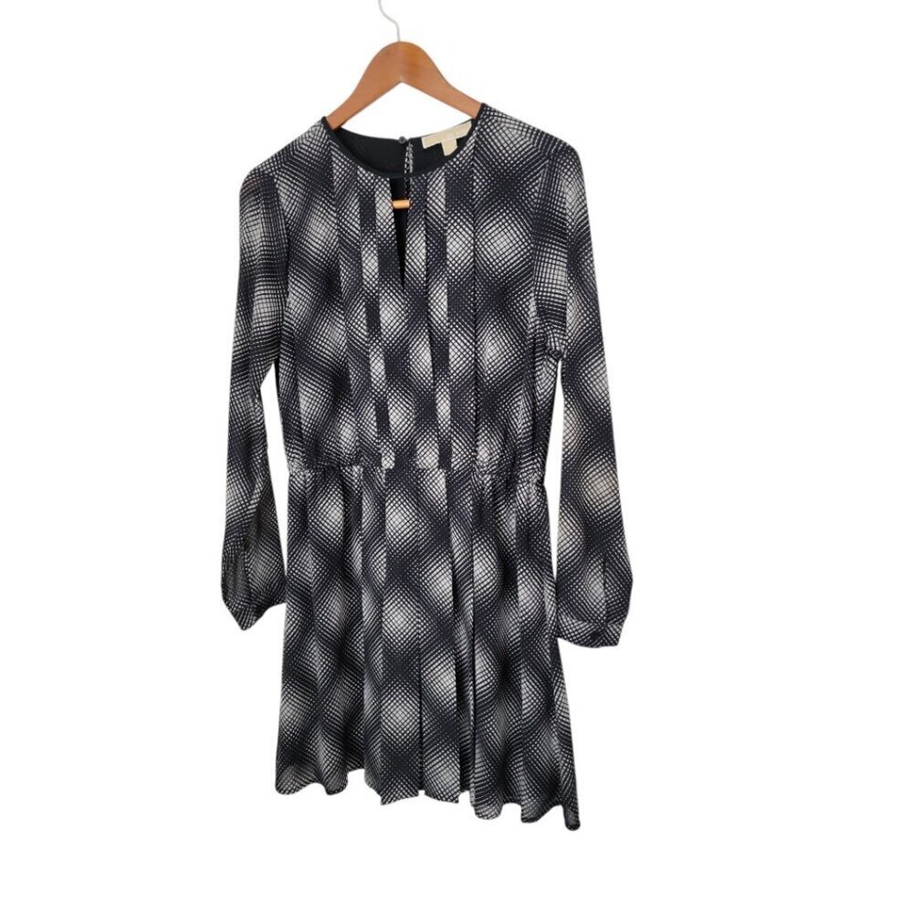 Women's Michael Kors Knee‎ Length Dress Black White M Silky Lined Office